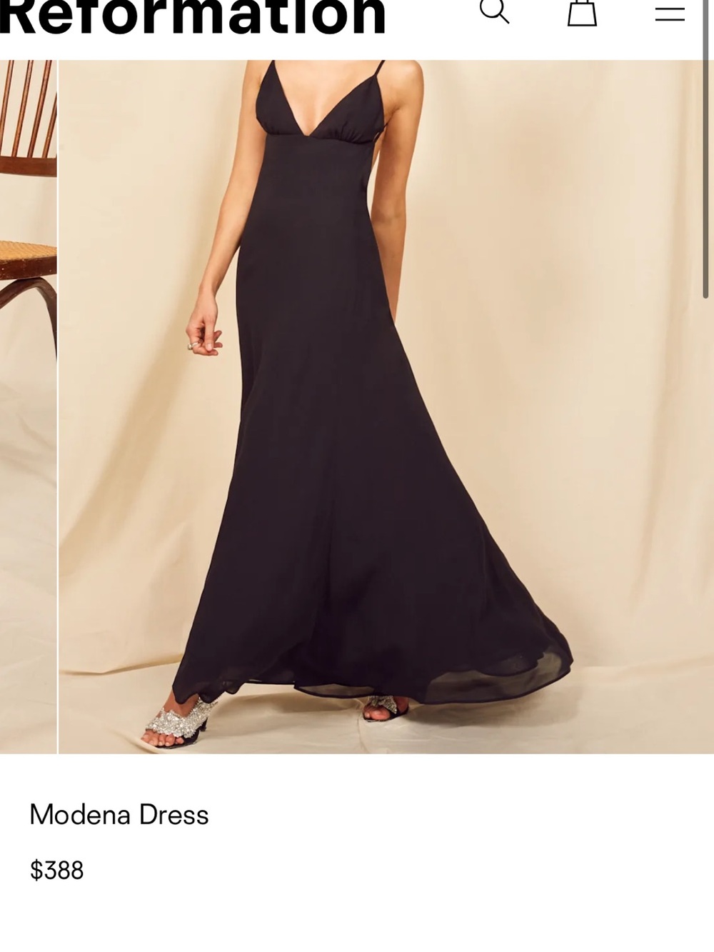 Reformation Black Slip Maxi Dress